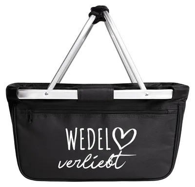 Produktbild von Huuraa Einkaufskorb Wedel verliebt 20 Liter Black faltbarer Tragekorb Geschenkidee