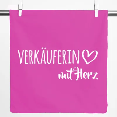 Produktbild von Huuraa Kissenbezug Verkäuferin mit Herz 40x40cm Fuchsia Baumwolle Dekokissenbezug Geschenkidee