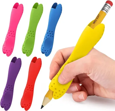 Produktbild von Bleistiftgriff 6 Stück, für Kinderhände, Silikon, ergonomisch, rutschfest, Links- und Rechtshänder