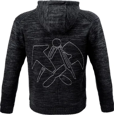 Produktbild von JOB Dachdecker-Hoodie-Strickjacke mit Fellfutter schieferschwarz S