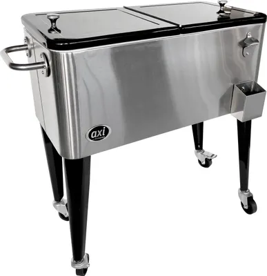 Immagine prodotto di AXI Retro Cooler in acciaio inossidabile / argento | Outdoor Cooler on Wheels con capacità 76L | Cooler con valvola di scarico