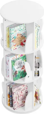 Produktbild von WOLTU Bücherregal, drehbares Kinderregal mit 3 Ebenen, freistehend, Weiß