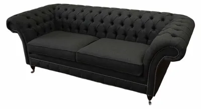 Zdjęcie produktu dla Sofa do salonu Chesterfield trzyosobowa czarne meble nowe