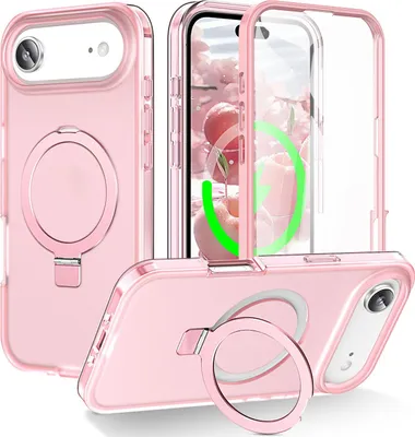 Produktbild von Für Apple iPhone 17 Air Frosted Skin Feel MagSafe Ring Halterung 360-Grad Hülle Rosa