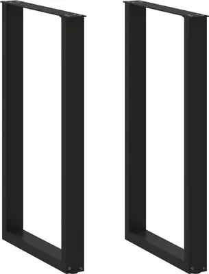 Image de Pieds de table de bar en U, 2 pièces, noir, 60 x (100-101) cm, acier