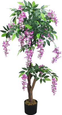 Image de Wisteria Glycine Plante Arbre Artificielle Artificiel Plastique Avec Bois Véritable 120cm Domaine Interne Decovego