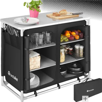 Produktbild von tectake® Campingschrank Deluxe mit Aluminiumgestell und 6 Fächern faltbar 97 x 47,5 x 78 cm