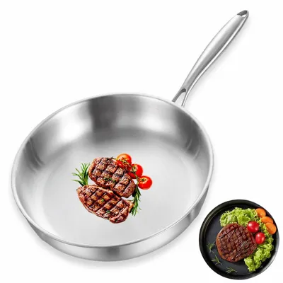 Zdjęcie produktu dla Patelnia do smażenia, średnica 35,5 cm - trójwarstwowa, bez powłoki