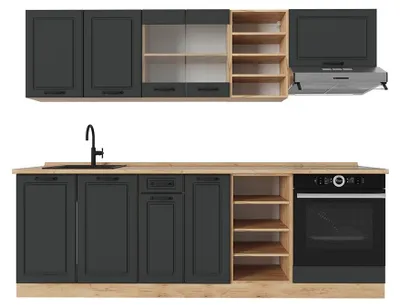 Obrázek produktu pro Kuchyňský kout Vicco R-Line Antracitový venkovský dům/zlatý dub 240 cm , PD Dub, Model 54180