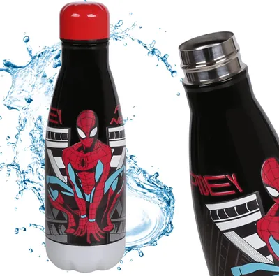 Produktbild von MARVEL Spider-Man STAHL WASSERFLASCHE, Edelstahlflasche FÜR JUNGEN 500ml