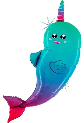 Produktbild von Shape Folienballon Glitzer Narwal, 42x110cm