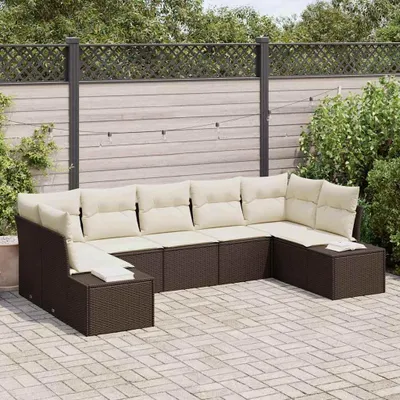 Zdjęcie produktu dla Maison Exclusive - Zestaw mebli ogrodowych, sofa i 6 foteli, kolor brązowy, wykonane z rattanu syntetycznego