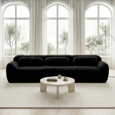 Produktbild von STILVORA 3-Sitzer Sofa mit Kissen und rutschfestem Boden, Modulares Sofa ohne Montage und ergonomischer Unterstützung, Loungesofa mit hochelastischem Schaumstoff für Wohnzimmer, Premium-Plüschstoff
