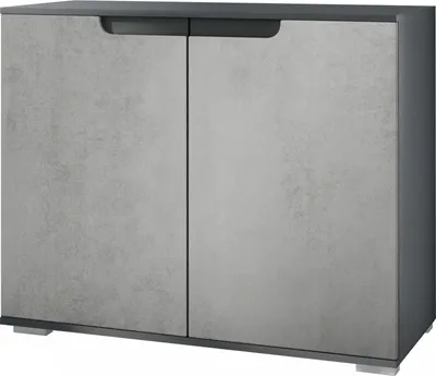 Produktbild von Vladon Kommode Sylt V3, Moderner Küchenschrank mit 2 großen Türen Anthrazit matt / Beton Oxid Optik (92,5 x 75.5 x 35)
