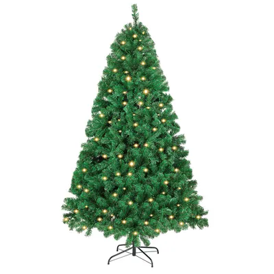 Image de Jopassy Sapin de Noël artificiel 210cm avec éclairage LED Sapin pour décoration de Noël, en PE et PVC,(Ø ca. 128cm) avec 1200 pointes