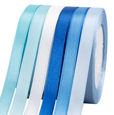 Produktbild von Satinschleife in Hellblau, 10 mm Breite, 22 Meter Länge, für Dekoration und Geschenkverpackung