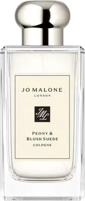A clear, professional studio shot of a Jo Malone Peony & Blush Suede Cologne bottle.