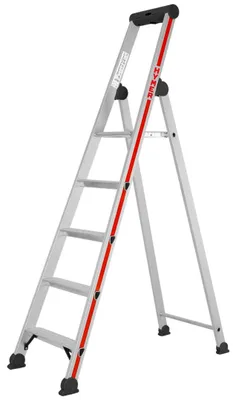 Produktbild von Hymer Stufenstehleiter mit Plattform, einseitig begehbar, 3 Stufen, senkr. Höhe 1,25 m, Reichhöhe 2,65 m, Gewicht 4,0 kg