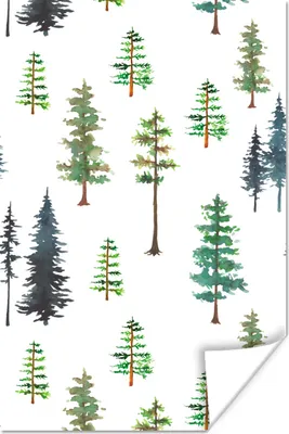 Produktbild von MuchoWow® Poster Aquarell - Tannenbaum - Muster 40x60 cm - Plakate für die Wand - Poster Babyzimmer
