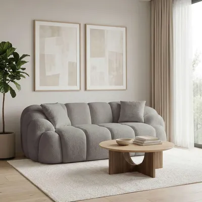 Produktbild von Hanah Home, Hochwertiges 2-Sitzer Sofa, Grau, 199 cm | 100% Polyester | Elterncode: 12345