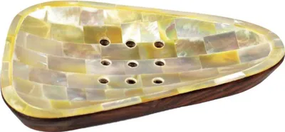 Produktbild von Muschelschale Deko Holz Muschel Perlmutt Dekoration Seifenschale Ablage, Design:Nr. 4