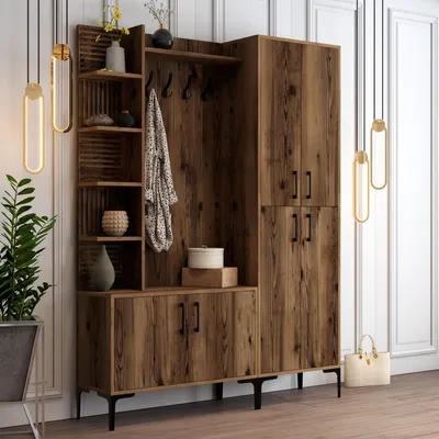 Immagine prodotto di Dovarese - Mobile da Ingresso, 150x200x35h cm Marrone Noce, Appendiabiti