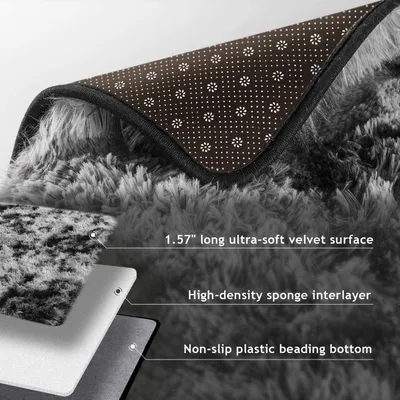Imagen del producto de Alfombra de pelo largo, suave, de 200x250 cm, antideslizante, ideal para salones y dormitorios