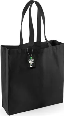 Obrázok produktu pre Westford Mill W623 | Fairtrade Bavlna Classic Shopper 39 x 42 x 13 cm - farba: čierna - veľkosť: jedna veľkosť