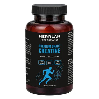 Produktbild von HERRLAN® Creatine Monohydrat-Kapseln I 90 Kapseln, 30 Portionen, mikrofein &  löslich, vegan