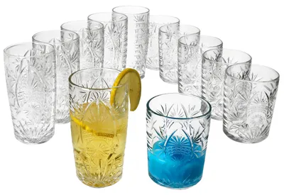 Produktbild von 12tlg Starla Gläser Set Whisky-Tumbler 280ml Longdrinkgläser 300ml Cocktailglas