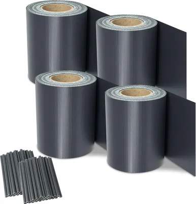 Produktbild von Izrielar 4 Rollen PVC Sichtschutzstreifen 35m x 19cm Sichtschutzfolie mit 30 x Befestigungsclips für Gartenzaun, Balkon  Anthrazit
