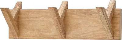 Produktbild von Garderobenleiste >BANTRY< 3 Haken, in Eiche, Massivholz - 40x13x12cm (BxHxT)