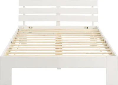Obrázok produktu pre Homestyle4u drevená posteľ 120x200 mládežnícka posteľ manželská posteľ s lamelovým roštom biela borovica masív