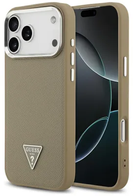 Zdjęcie produktu dla Etui Guess Grained Triangle Logo Magsafe Do Iphone 17 Pro Max Brązowy