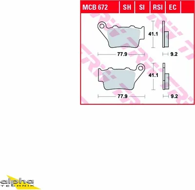 Produktbild von TRW Bremsbelagsatz MCB672SI TT600R DJ01 SM500 Street Triple S HD03 250 MX FE501 BX505 Enduro