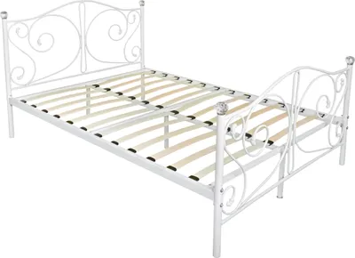 Produktbild von Metallbett PERU 160x200 Jugendzimmer Schlafzimmer Doppelbett Bettrahmen mit Lattenrost Bettrahmen Weiß Metall