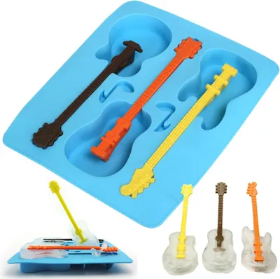 Produktbild von Gitarrenförmige Eiswürfelform aus Silikon, blau - Eiswürfelform