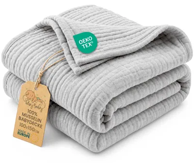 Produktbild von Musselin Decke Baby 100x150 cm Sommerdecke Musselindecke Babydecke Grau
