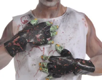 Produktbild von Rubie's Zombie Handschuhe schwarz-grün Einheitsgröße für Halloween Verkleidung