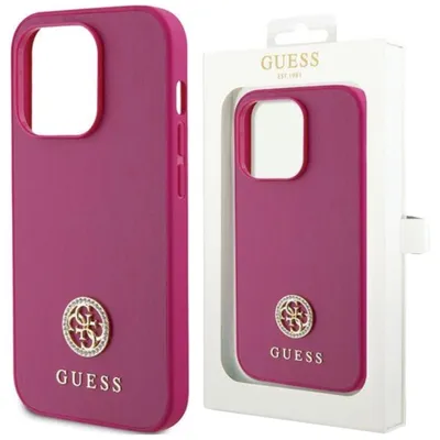Zdjęcie produktu dla Etui Guess Strass Metal Logo Do Iphone 15 Pro - Różowe