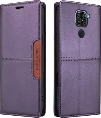 Produktbild von Handyhülle für Xiaomi Redmi Note 9 Hülle, Leder Flip Wallet Kartenfach Stand Schutzhülle Lila
