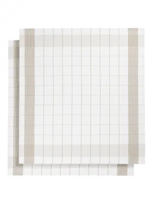 Produktbild von küchenhandtuch 65x65 cm Baumwolle/Leinen weiß/hellbraun 2 Stück