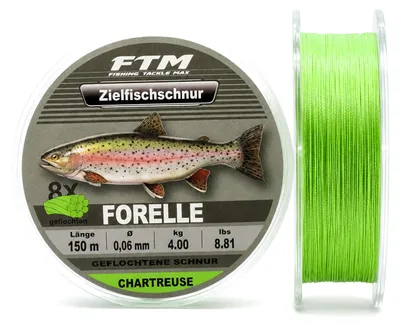 Produktbild von Ziefischschnur 8x geflochtene Angelschnur 150 m Forelle chartreuse Ø 0,06 mm 4 kg