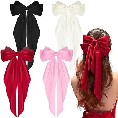 Immagine prodotto di 4 fermagli per capelli da donna, fermagli in raso nero, antiscivolo