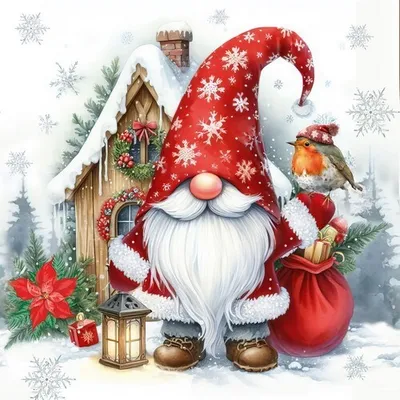 Produktbild von 20 Servietten Gnom Edik - Weihnachtszwerg Edik 33x33cm