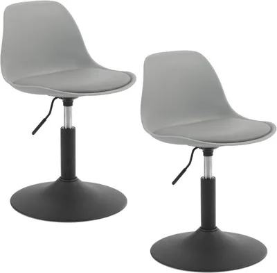 Imagen del producto de Juego de 2 taburetes de bar ajustables con respaldo | Gris | 41x39x61-73 cm