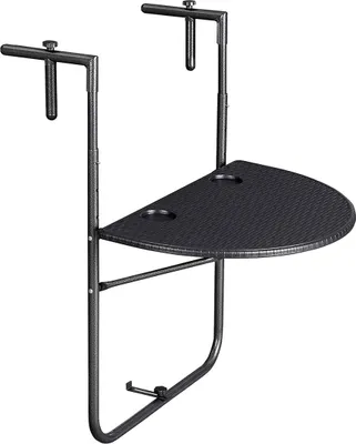 Produktbild von Balkon-Hängetisch aus Polyrattan, schwarz