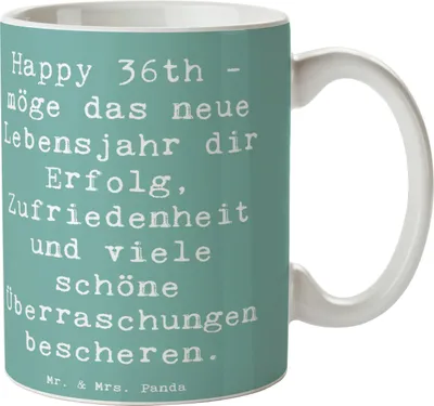 Produktbild von Mr. & Mrs. Panda Kaffeebecher Spruch 36. Geburtstag Segen - Meeresbrise - Geschenk, Alter, Teetasse, Bedruckte Tasse, Hoffnung, Happy Birthday, Trinkbecher, Wohlwollen