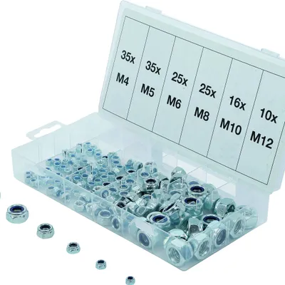 Image de Assortiment d'écrous hexagonaux autobloquants, 146 pièces