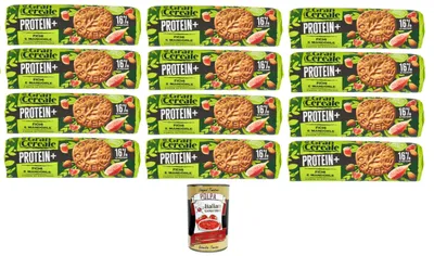 Produktbild von Gran Cereale Protein+ Mandeln & Feigen – Vollkorn-Protein-Kekse mit 16% pflanzlichem Eiweiß, Hafer & Dinkel, ohne Palmöl, ballaststoffreich –12X250 g + Italian Gourmet polpa 400g